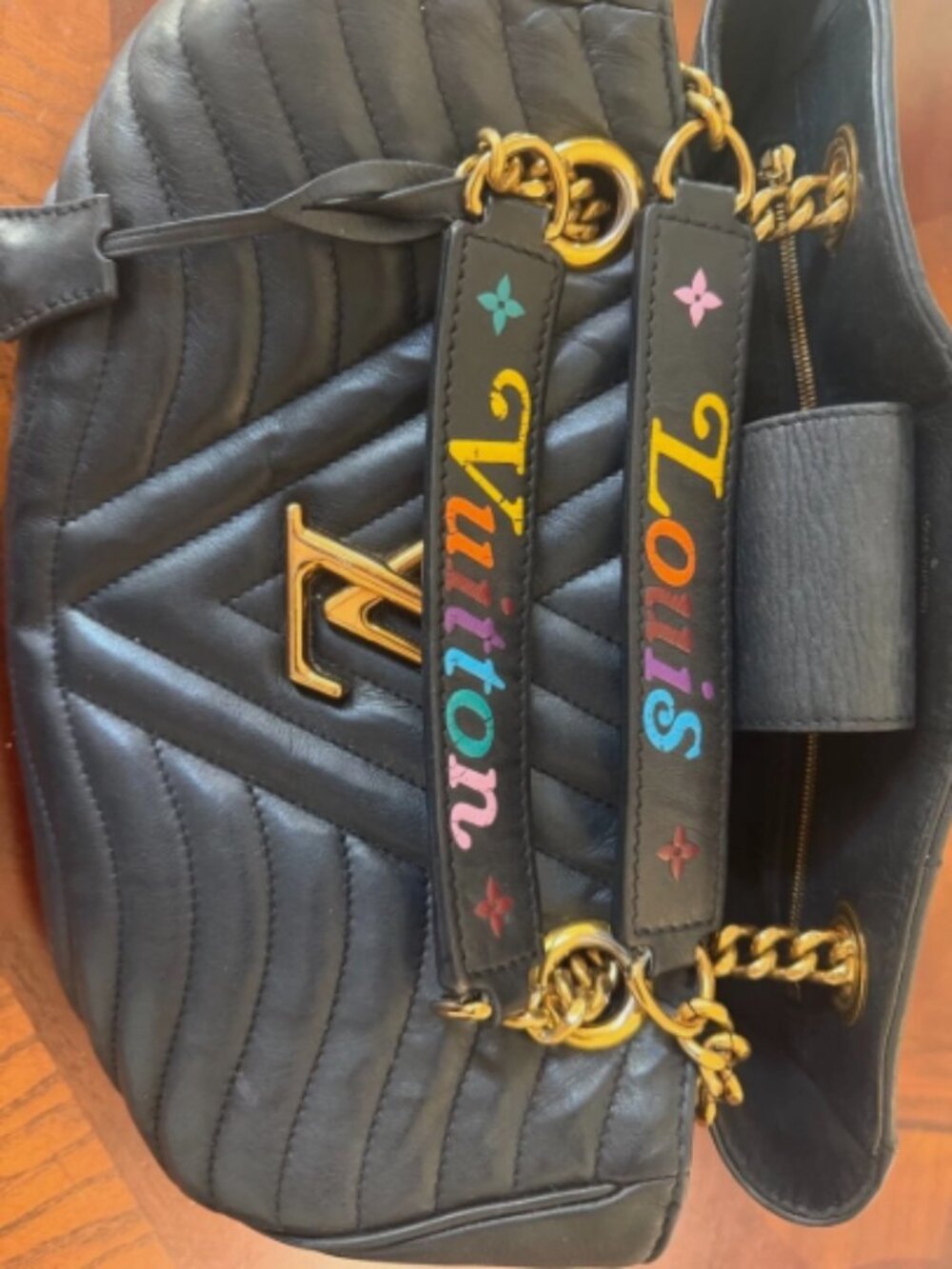 Louis Vuitton New Wave Chain Tote MM Black Quilted Leather